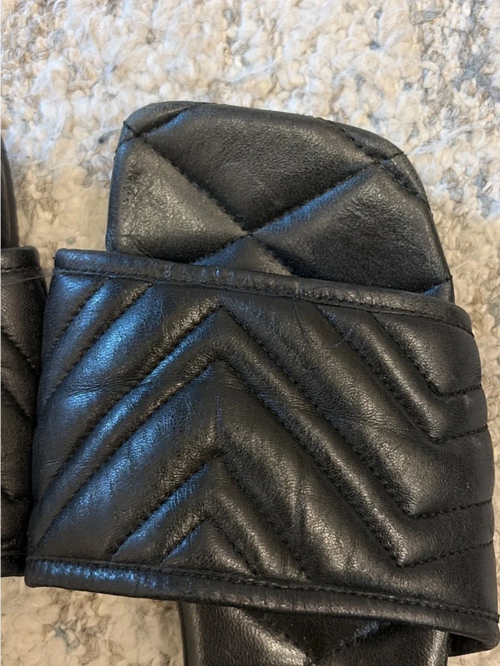 Vince Camuto Black Quilted Slide Sandals